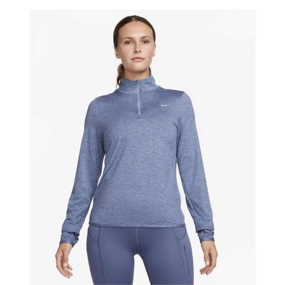 Nike Swift Dri-FIT 1/4 Zip Running Top Women’s Large Blue UPF 40+ NWT